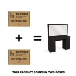 Boahaus Artemisia Modern Vanity, Black, Wide Mirror, 07 Drawers - Black-Crystal Ball Knobs -Bed Frame Shop 151dcead 9d06 493b 9899 36a64f0602e4