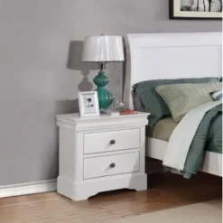 Bella Arlo Nightstand, KD - White - 2-drawer