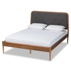 Baxton Studio Diantha Classic And Traditional Wood Platform Bed-Dark Grey - Full