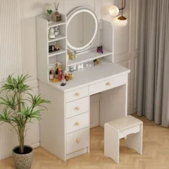 Makeup Vanity Dressing Tabel Set With Touch Screen Mirror & Stool - Black -Bed Frame Shop 15fe8afd 6493 4ebb 85cf 5f9e00ac8858