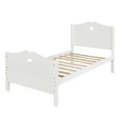 Merax Twin Platform Bed With Love Shaped Headboard And Footboard - Pink -Bed Frame Shop 161d697b a4a4 457e 98da 803e583bb205
