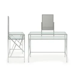 DH LUX Glam Glass Vanity Table And Stool Set By Denhour - Chrome -Bed Frame Shop 1635461e 3c2c 41df 9a0c 235673ec0365
