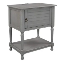 21.4" Wide Nightstand With Two Built-in Shelves Cabinet, Open Storage And USB Charging - White -Bed Frame Shop 16690de1 457d 4259 af5a bd94e0687988