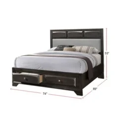 Wooden Storage Bed In Dark Grey Fininsh - Queen -Bed Frame Shop 168c5bae 3b2b 4e22 94d5 63c9f3896356