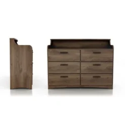 DH BASIC Simple Transitional 47-inch Wide 6-Drawer Double Dresser By Denhour - Coastal White -Bed Frame Shop 16c83d58 7123 458d bcbf dde804460155