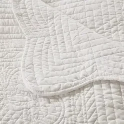 White Tuscany Oversized Quilted Throw With Scalloped Edges 60x72" -Bed Frame Shop 16f9bc20 ce06 4671 b8aa 77fa8920a1f9