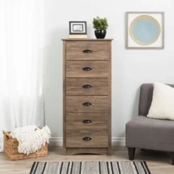 Prepac Salt Spring Tall 6 Drawer Chest - Drifted Gray