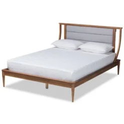 Baxton Studio Regis Modern And Contemporary Wood Platform Bed-Light Grey - Full