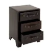 Urban Designs 3-Drawer Espresso Leather Cabinet Nightstand - Espresso - 3-drawer