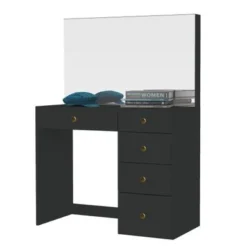 Boahaus Matilda Makeup Vanity Desk, Black - Silver -Bed Frame Shop 189713d0 e4f9 4ef1 af71 31b657acaaea
