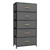 VredHom Vertical 5 Drawers Storage Tower - Dark Grey - 5-drawer