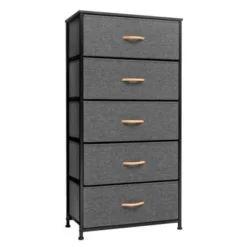 VredHom Vertical 5 Drawers Storage Tower - Dark Grey - 5-drawer