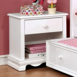 Wooden Nightstand With Bottom Shelf - Pink -Bed Frame Shop 18c03af3 7db4 4682 9bf4 b62c27324048