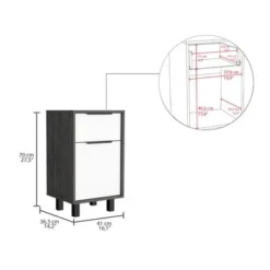 Boahaus Murcia Nightstand (Smokey Oak-White) - 1-drawer - White -Bed Frame Shop 191d4881 5bb0 4390 b121 5e103c3798fb