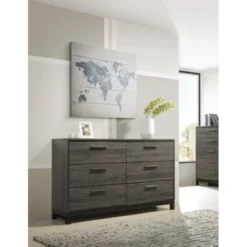 Roundhill Ioana Antique Grey Finish Wood 6 Drawers Dresser