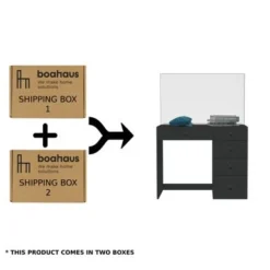 Boahaus Matilda Makeup Vanity Desk, Black - Silver -Bed Frame Shop 1a02856a 88bc 4919 ac95 f757d0994b9d