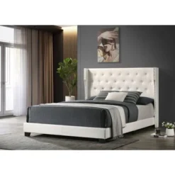Best Quality Furniture Upholstered Panel Bed Tufted With Side Studs - Black - Queen -Bed Frame Shop 1a04dec4 9c10 4ee8 88b7 ea1296a36455