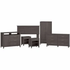 Somerset 6 Piece Full/Queen Size Bedroom Set By Bush Furniture - Ash Gray -Bed Frame Shop 1a3f61b5 d2a9 4148 8438 05e60d90b0a0