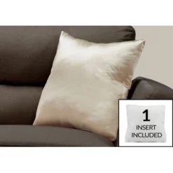 Pillows/ 18 X 18 Square/ Insert Included/ Decorative Throw/ Accent/ Sofa/ Couch/ Bedroom/ Polyester/ Hypoallergenic/ Gold/ Modern