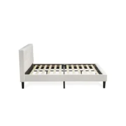 3 Piece Bedroom Set - 1 Platform Bed Upholstered White Velvet Fabric And 2 Night Stands - Burgundy Finish Nightstand - NL19Q-2BF13 -Bed Frame Shop 1a6dad02 4230 49fc bdce 76e7f8311aa6