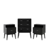 Curtisian 3 Piece 3 Drawer Dresser And Nightstand Bedroom Set By Christopher Knight Home - Black