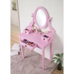 Roundhill Furniture Moniys Wood Moniya Makeup Vanity Table And Stool Set - Rose Gold -Bed Frame Shop 1d03d3ab 48f6 46ad 926a 9d60fd71651e