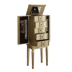 Wood Jewelry Armoire With 5 Drawers In Gold - Gold -Bed Frame Shop 1de2f24f c2d6 433f 9b8c 08f46c7c6deb