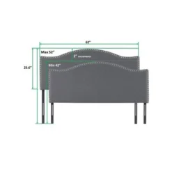 Catalina Upholstered Headboard With Nailhead Trim, Height Adjustable Headboard, Modern Head Board, Fabric Headboard - Queen,Dark Gray -Bed Frame Shop 1e1d8437 7a5a 40b5 8943 2a3ac3946e8b