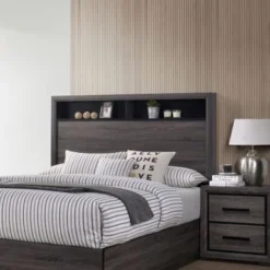 Soami Contemporary Grey Wood Wood 2-Piece Panel Bedroom Set With Shelves By Strick & Bolton - California King -Bed Frame Shop 1ef56e59 9626 489e ae3f fd27ec2a7709
