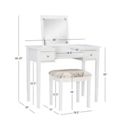 Copper Grove Alcea White Vanity Table With Mirror & Stool - White -Bed Frame Shop 1efa983f 424a 42f6 ba96 fa9ccfb9becd