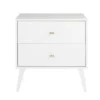 Prepac Milo Mid-Century Modern 2 Drawer Nightstand, Bedside Table, Contemporary Bedroom Furniture - White