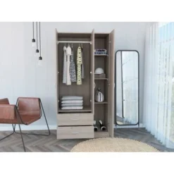 TUHOME Austral 3 Door Armoire With Drawers, Shelves, And Hanging Rod - N/A - Espresso -Bed Frame Shop 1f9f30f0 547f 4eb6 9dd5 a520f521f54f