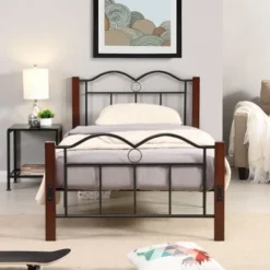 Metal Twin Platform Bed - Grey -Bed Frame Shop 1fa55696 0fe0 4327 931d 7315f5b49009