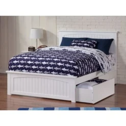 Nantucket Full Platform Bed With Footboard And Bed Drawers In White - Full -Bed Frame Shop 1fefdbf3 a583 4f2b a67c af61e361d312