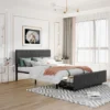 Nestfair Metal Storage Platform Bed With Big Drawer - Grey - Queen