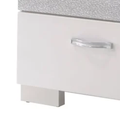 Nightstand With Three Center Metal Glide Drawers In White Gloss Finish - 3-drawer -Bed Frame Shop 209d545f b4c0 4c5a b3dc bbbec1f57a11