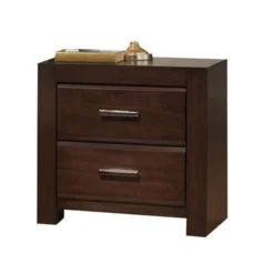 Wooden Two Drawer Nightstand In Walnut Finish - 2-drawer