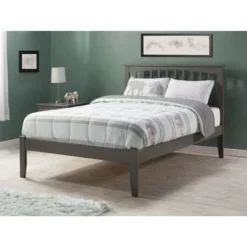 Mission Full Platform Bed With Open Foot Board In Grey - Full