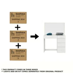 Boahaus Gaia Lighted Vanity With LED Light Strip - Clear -Bed Frame Shop 211d7f28 c3eb 4306 8dfe 3d9b9335efda