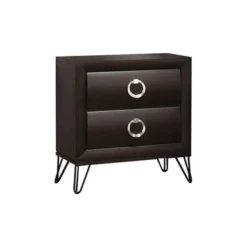 2 Drawers Wooden Nightstand In Dark Merlot Finish - Dark Merlot - 2-drawer