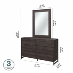 Atria 6 Drawer Dresser With Mirror By Bush Furniture - Modern Hickory -Bed Frame Shop 2212a6f1 fc23 410f b543 e2510cef86a0
