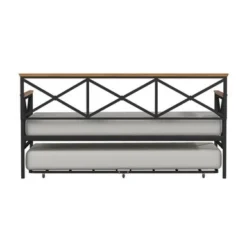 Hillsdale Furniture Ashford Triple X Design Metal Twin Daybed, Black With Oak Wood Accent - Black W/ Brown Trim - Twin -Bed Frame Shop 22baec4a de58 4587 b34e 4e6701183081