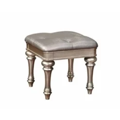 Coaster Furniture Bling Game Metallic Platinum Upholstered Vanity Stool - Metallic Platinum