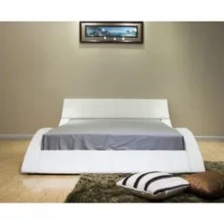 Greatime B1041-1 Wave-like Shape Upholstered Modern Platform Bed - Queen - White -Bed Frame Shop 23811e67 41ba 4376 a0d0 00dc47d0e9df