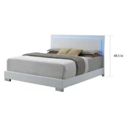 Strick & Bolton Nash Glossy White Panel Bed With LED Lights - California King -Bed Frame Shop 251357ed 42ea 435c b08b 14521e0871ca
