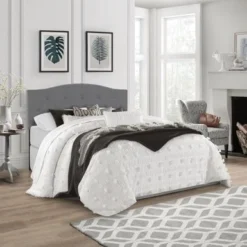 Living Essentials By Hillsdale Provence Upholstered Arch Adjustable Tufted Headboard With Frame - Glacier Gray - King -Bed Frame Shop 25210679 de4a 4d4d 8692 e78ac4ecdbf5