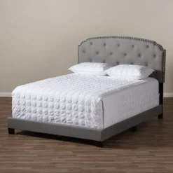 Copper Grove Brentwood Contemporary Fabric Bed - Grey - Queen -Bed Frame Shop 252607eb 38ed 49fd 9b56 9e89a71f3028