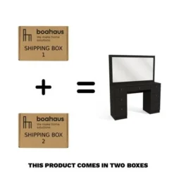 Boahaus Artemisia Modern Vanity, Black, Wide Mirror, 07 Drawers - Black-Crystal Knobs -Bed Frame Shop 262a03ce 2d9b 486d a1b6 9b18a1cd2979