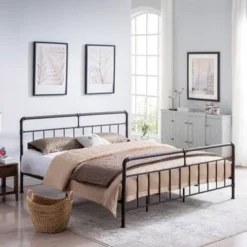 Mowry Industrial Queen-Size Bed Frame By Christopher Knight Home - Hammered Copper