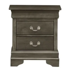 Louis Phillipe 2-drawer Wooden Nightstand - Grey -Bed Frame Shop 26a1c694 d5f2 4b07 8f2e 0282112ea71d